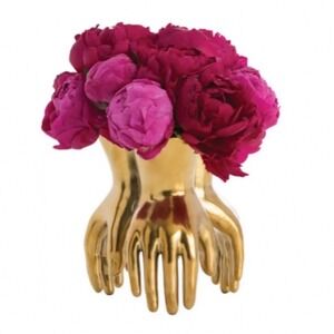 Arteriors Piedmont Gold Hand Vase Modern Contemporary Sculptural Decor Accent